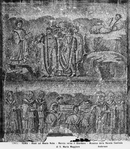 Mozes op de berg Nebo en het transport van de Ark van het Verbond naar de Jordaan, uit het centrale schip door Paleo Christian